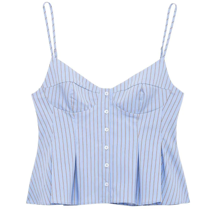 HXAO Striped Slip Top Women Summer 2025 Sexy Crop Corset Tanks & Camis Sleeveless Backless Top For Woman Fashion Casual Camisole
