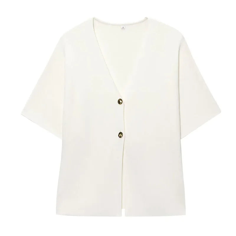 Cardigan For Women Knitwears Summer Y2k Sweater Cardigan Short -Sleeved Button Top Female Chic Korean Fashion Office Casual Top