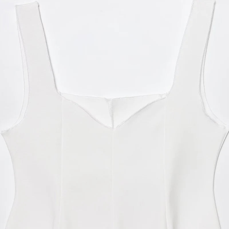 HXAO Women White Slip Top Summer Tanks & Camis Fashion Strap Crop Backless Tops With Straps Ruffled Sleeveless High Street Vests