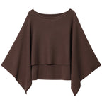 Capa de punto marrón poncho