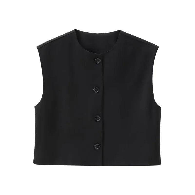 HXAO Women's Vest Summer 2025 Red White Black Outerwears Female Vest Crop Sleeveless Waistcoat Ladies Fashion Elegant Woman Tops