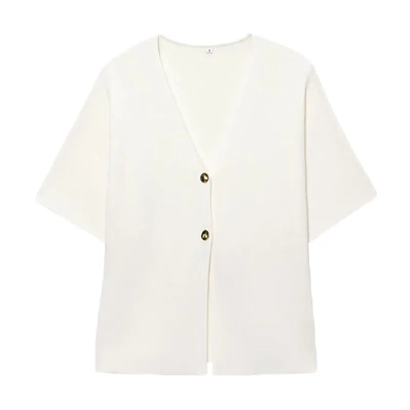 Cardigan For Women Knitwears Summer Y2k Sweater Cardigan Short -Sleeved Button Top Female Chic Korean Fashion Office Casual Top