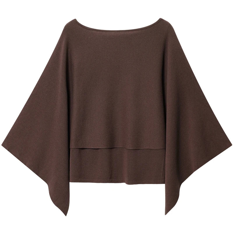 Capa de punto marrón poncho