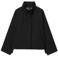 HXAO Cropped Black Windbreaker Women's Jacket Autumn 2025 Oversize Zip-Up Long Sleeve Top Coat Windproof Stand Collar Outerwears