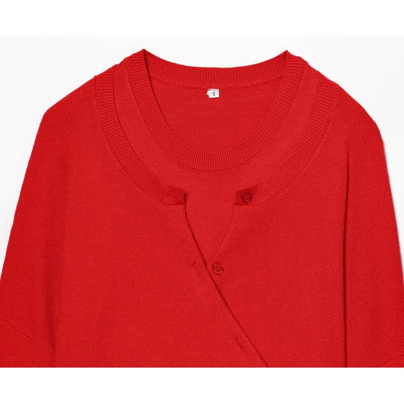 Cardigan rojo de punto