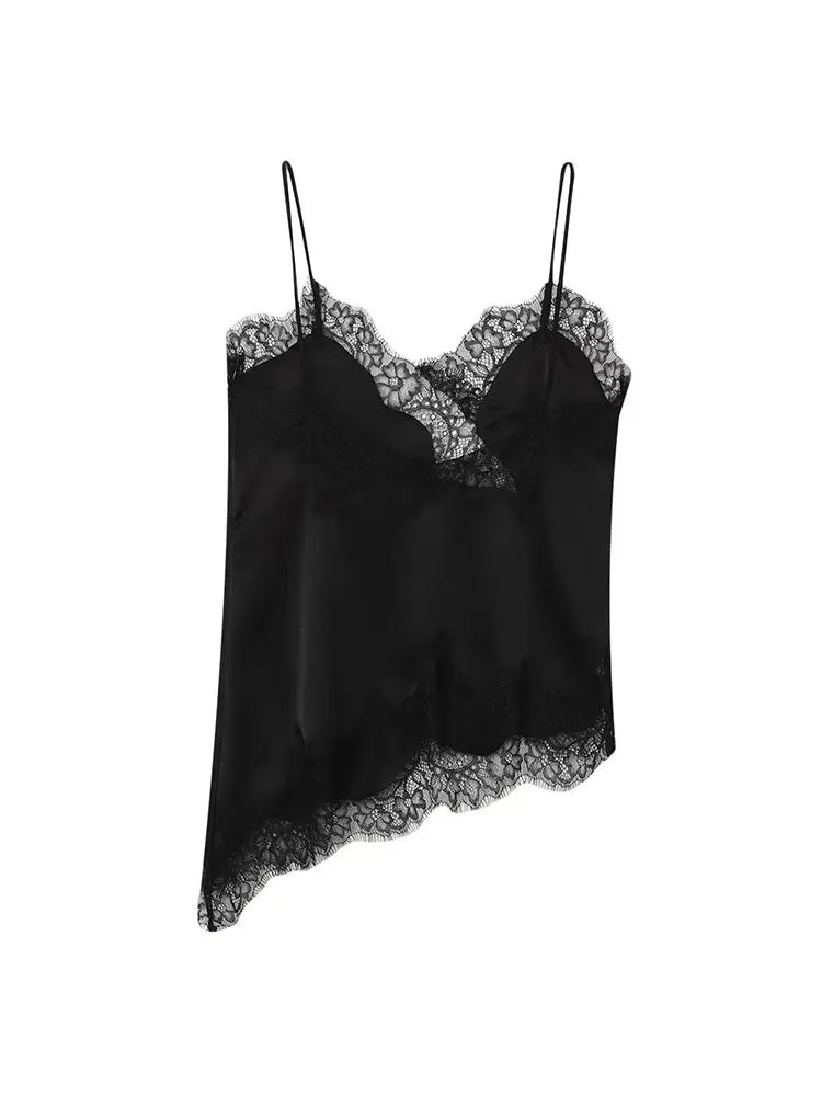 Top sin mangas adornados con encaje