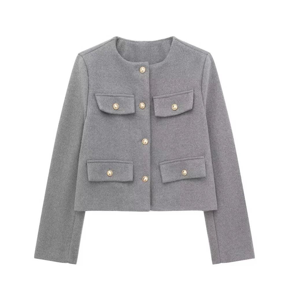 Chaqueta corta de traje con detalle reversible