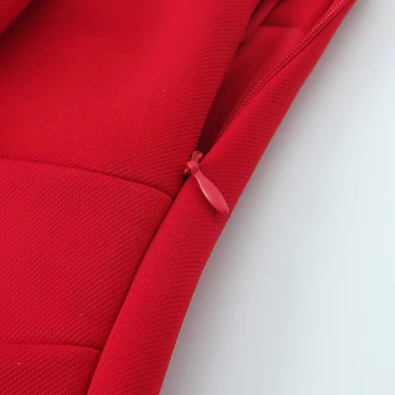 Red Short Pleated Skirt For Women Zipper Sexy High Waist Wrap Mini Skirt Woman Summer Skirts Lady High Street Wear Women's Skirt