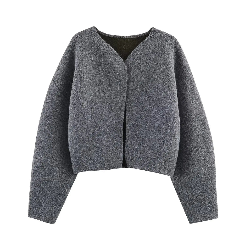 Cárdigan de punto de moda de color liso