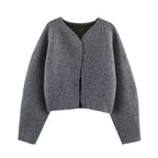 Fashionable plain knit cardigan