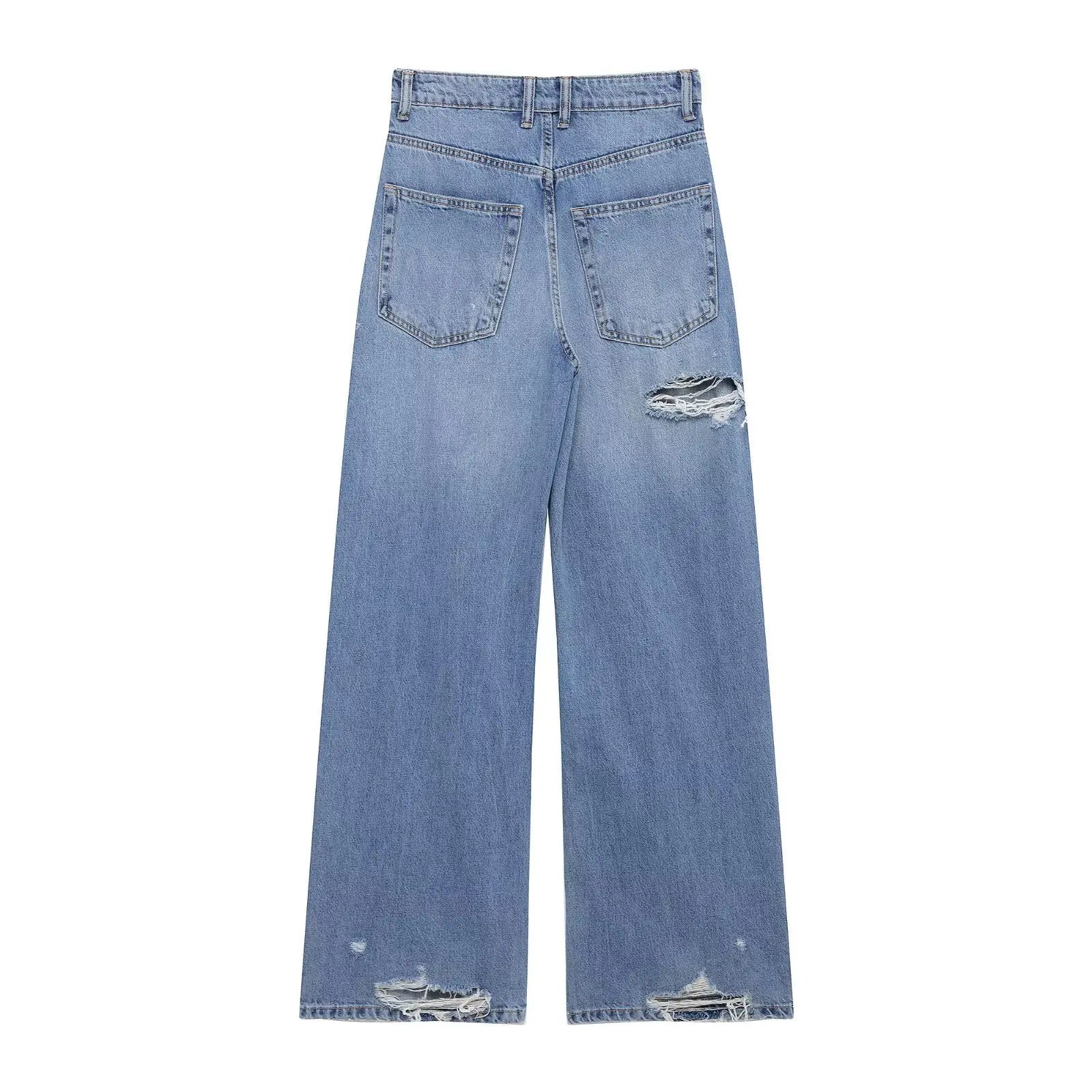 Jeans wide leg rotos
