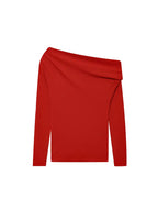 Asymmetrical off-the-shoulder crop top