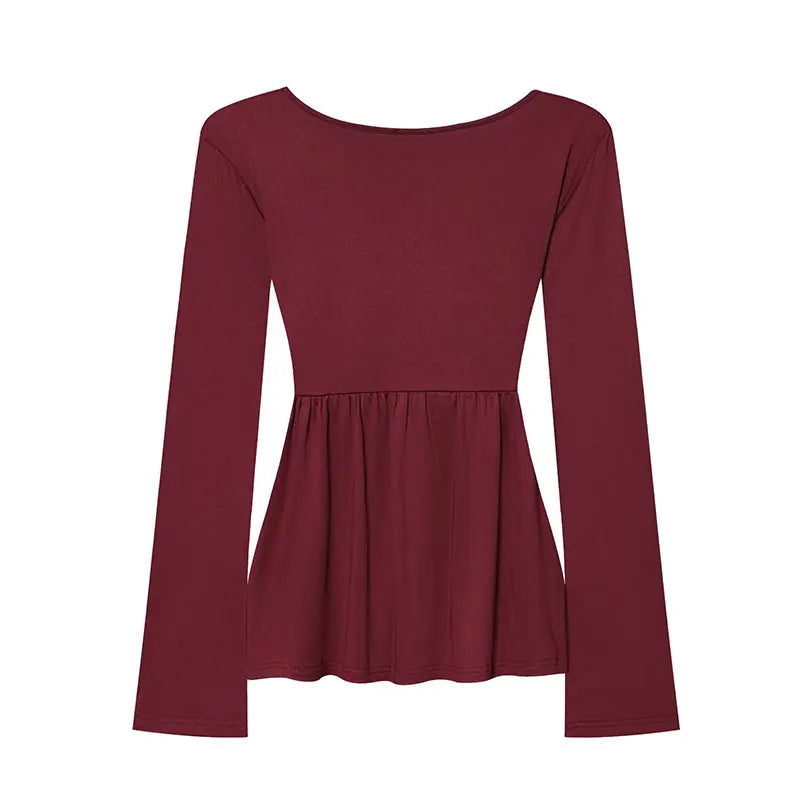 Camiseta de estilo con pliegues de pecho