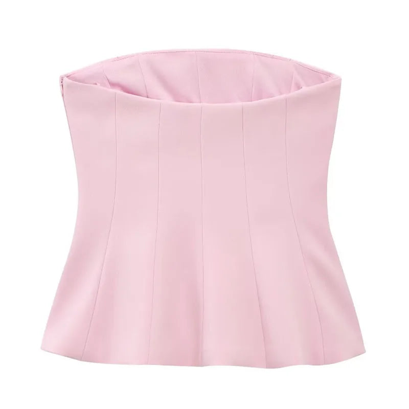 Top Women Summer Y2k Women's Corset Tube Short Top fashion Zipper Strapless Elegant Woman Top Street Style Sexy Cute Casual Tops