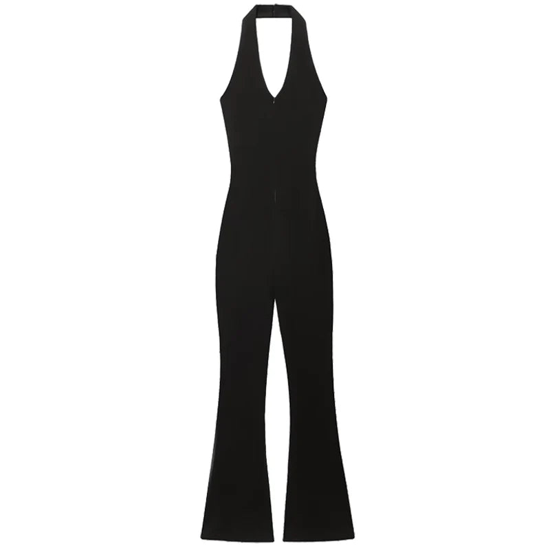 HXAO Halter Jumpsuit Woman Summer 2025 Black Off White Female Jumpsuit Elegant Women's Overalls Off Shoulder Backless Bodysuits
