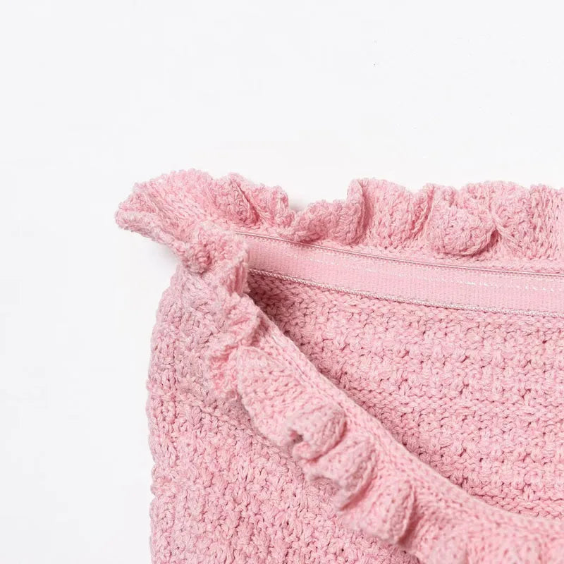 Top women Corset Summer Pleated Knitted Crop Tube Top Without Straps Pink Sexy Cute Top With Open Back  Female Sleeveless Top