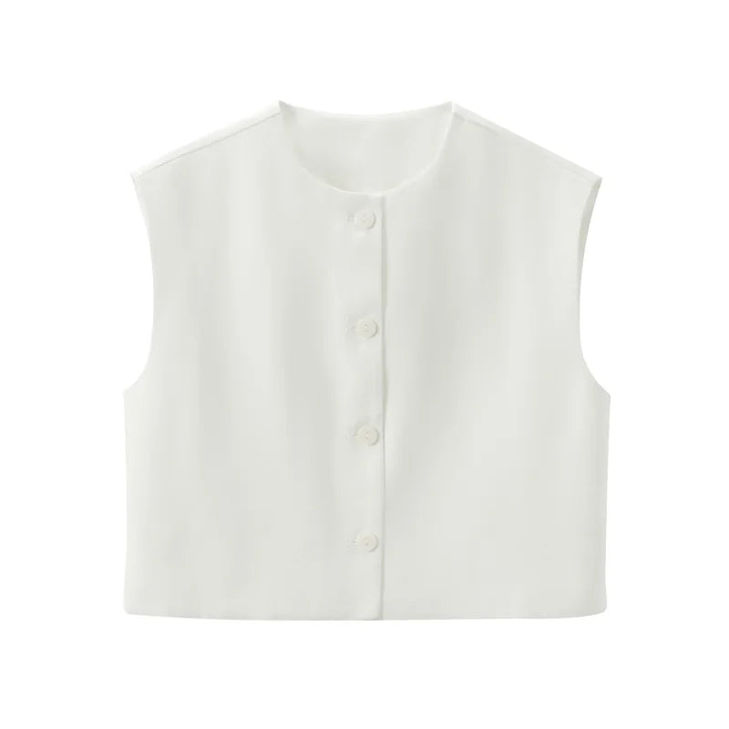 HXAO Women's Vest Summer 2025 Red White Black Outerwears Female Vest Crop Sleeveless Waistcoat Ladies Fashion Elegant Woman Tops