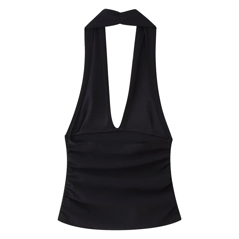 Women's Two Pieces Set Sexy Backless Halter Top Summer Set Woman Slit High Waist Skirt Set Elegant Women 2 Piece Set 2025