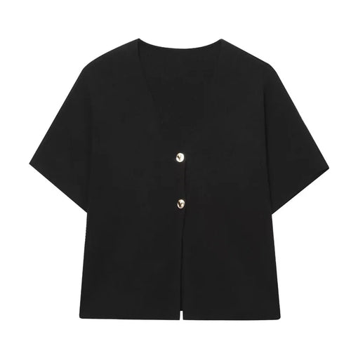 Cardigan For Women Knitwears Summer Y2k Sweater Cardigan Short -Sleeved Button Top Female Chic Korean Fashion Office Casual Top
