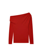 Asymmetrical off-the-shoulder crop top