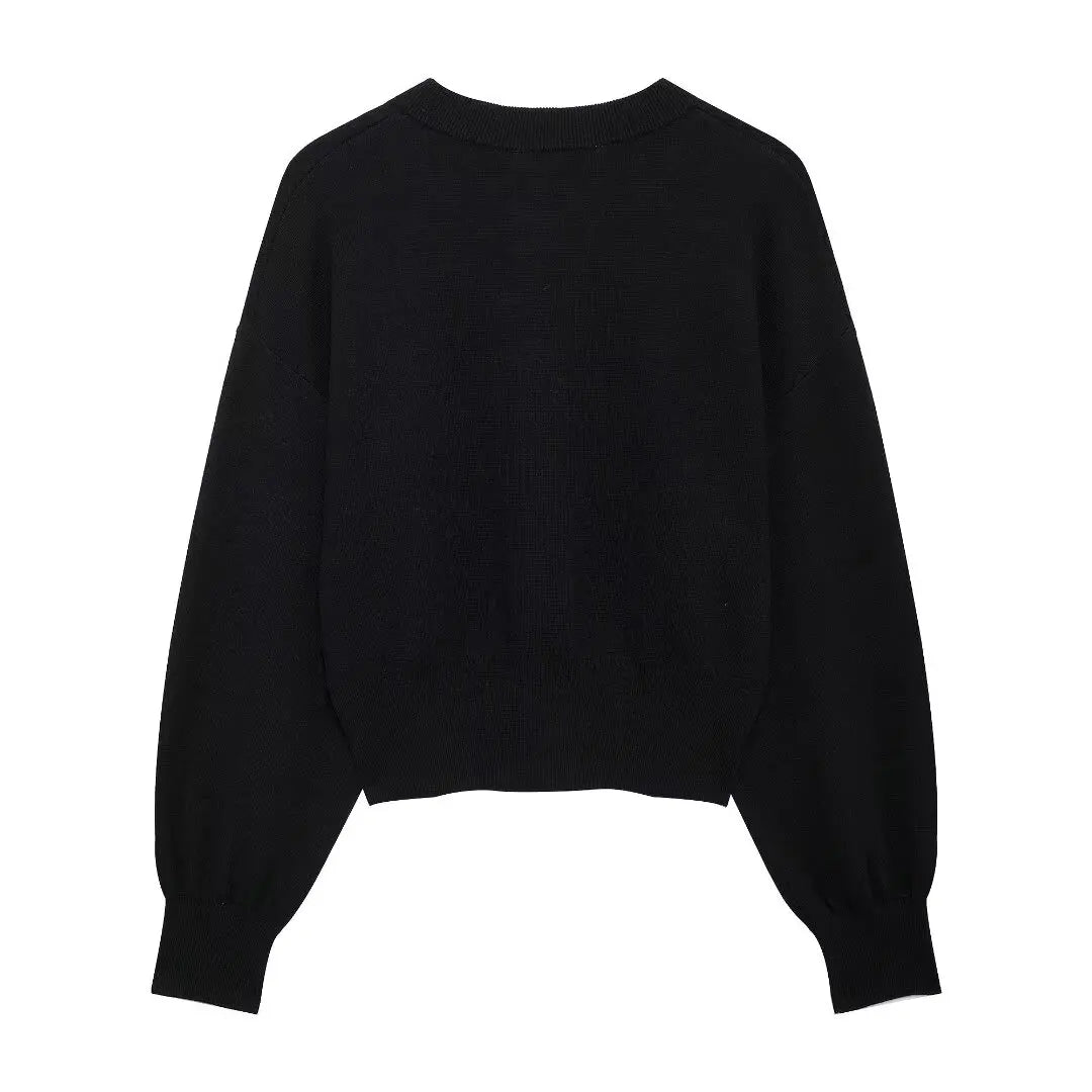 Cardigan de punto con cuello redondo