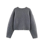 Fashionable plain knit cardigan