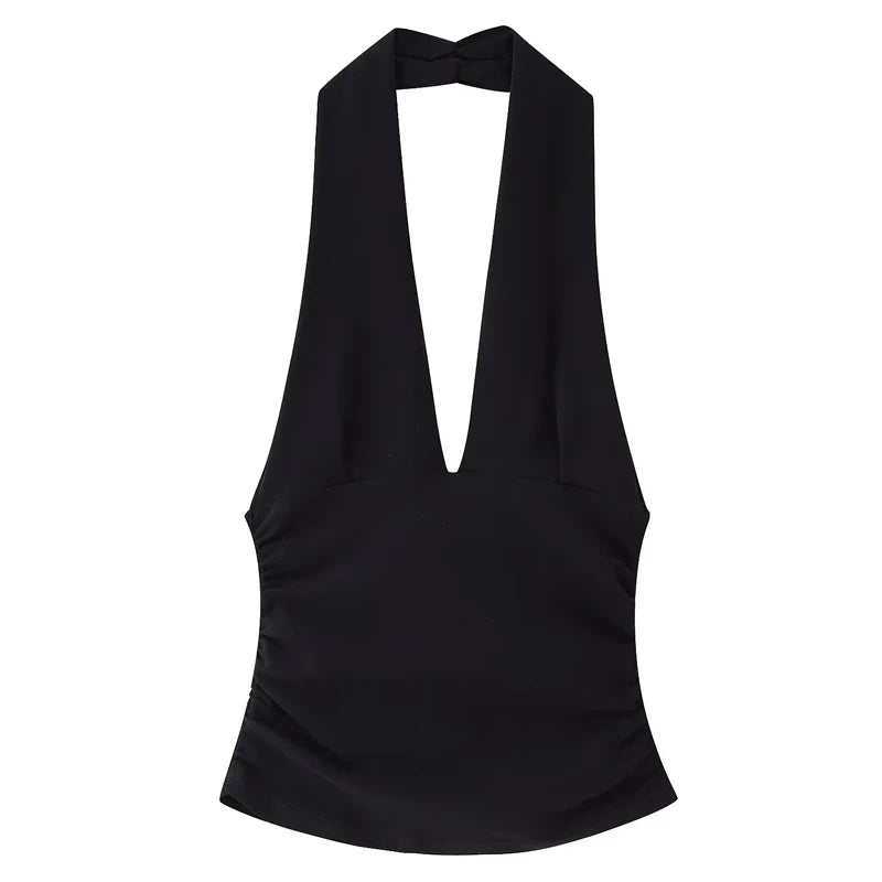 Women's Two Pieces Set Sexy Backless Halter Top Summer Set Woman Slit High Waist Skirt Set Elegant Women 2 Piece Set 2025