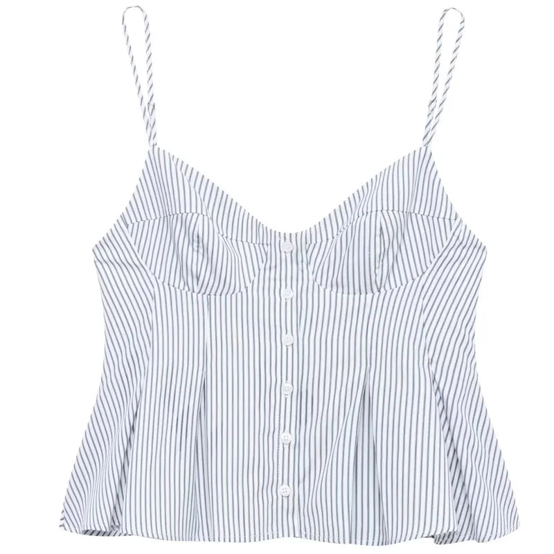 HXAO Striped Slip Top Women Summer 2025 Sexy Crop Corset Tanks & Camis Sleeveless Backless Top For Woman Fashion Casual Camisole