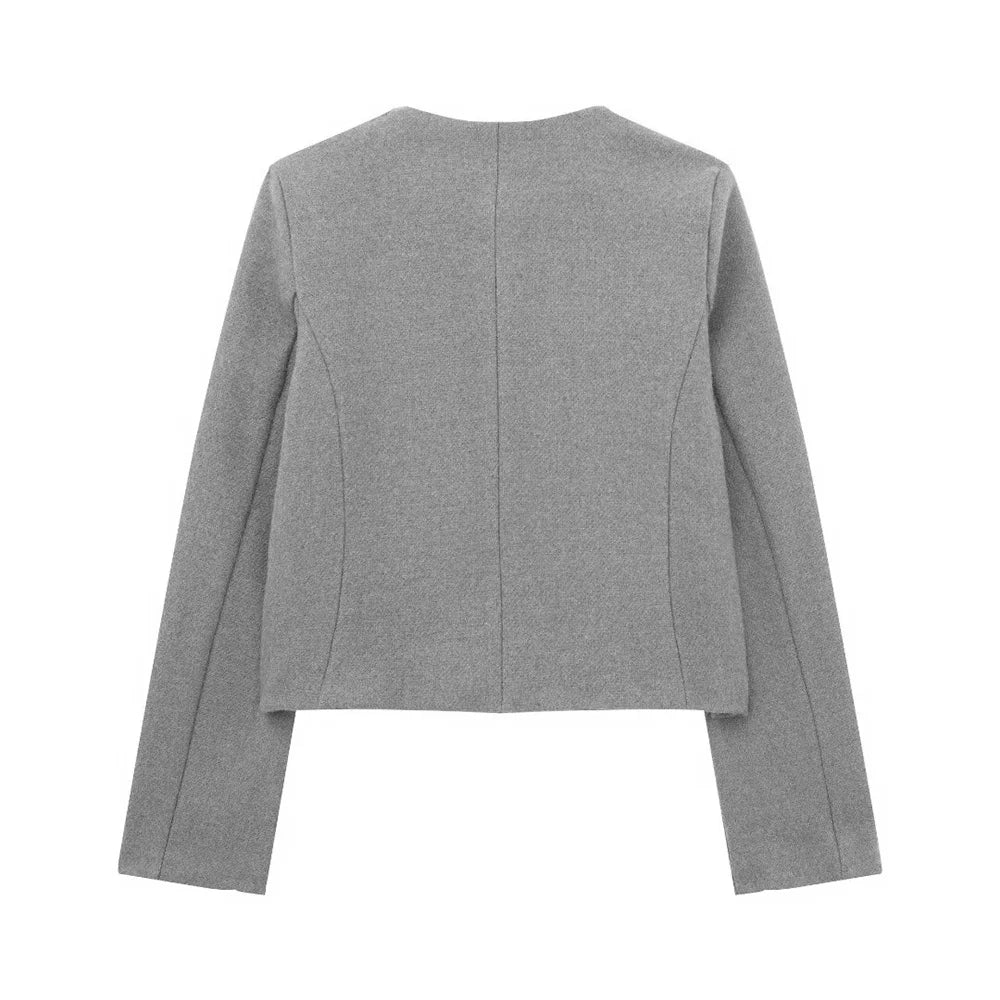 Chaqueta corta de traje con detalle reversible