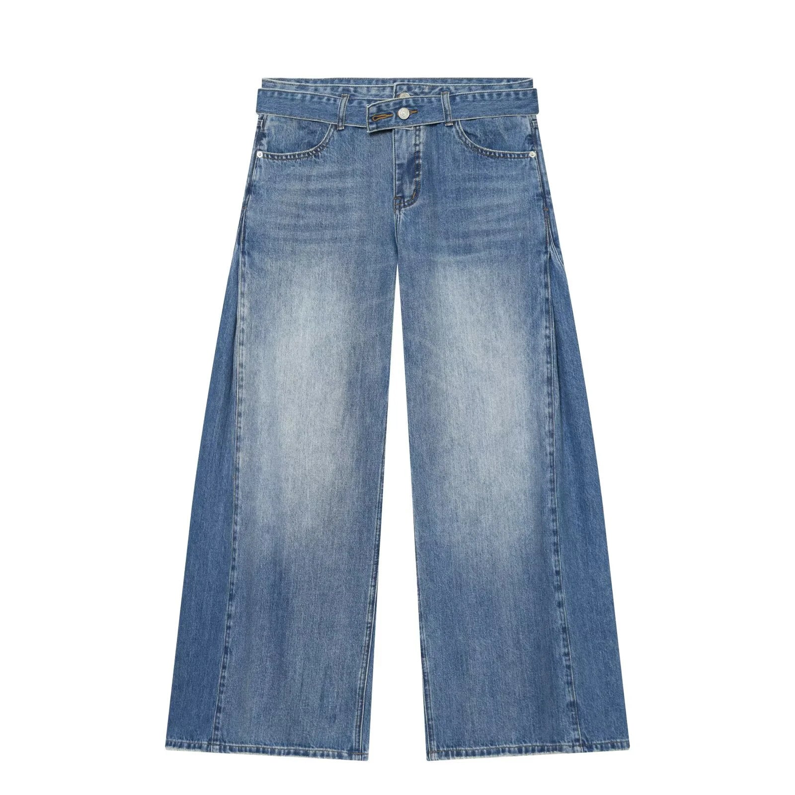 Jeans con pliegues laterales