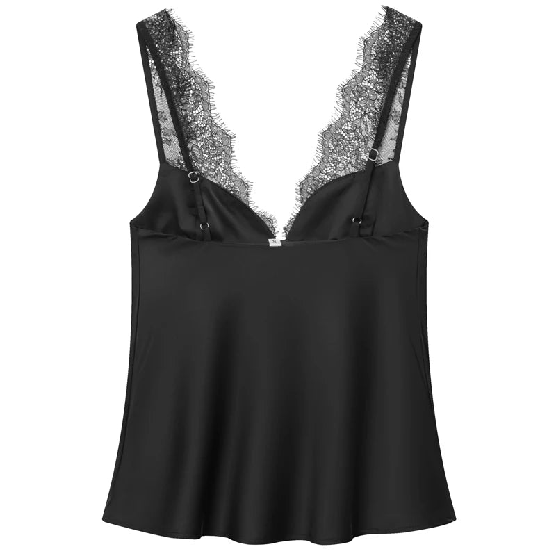 HXAO Corset Lace Top Women Sexy Slip Tanks & Camis Women's Cropped Strap Black Top Bra Sleeveless Backless Top Bustier Camisole