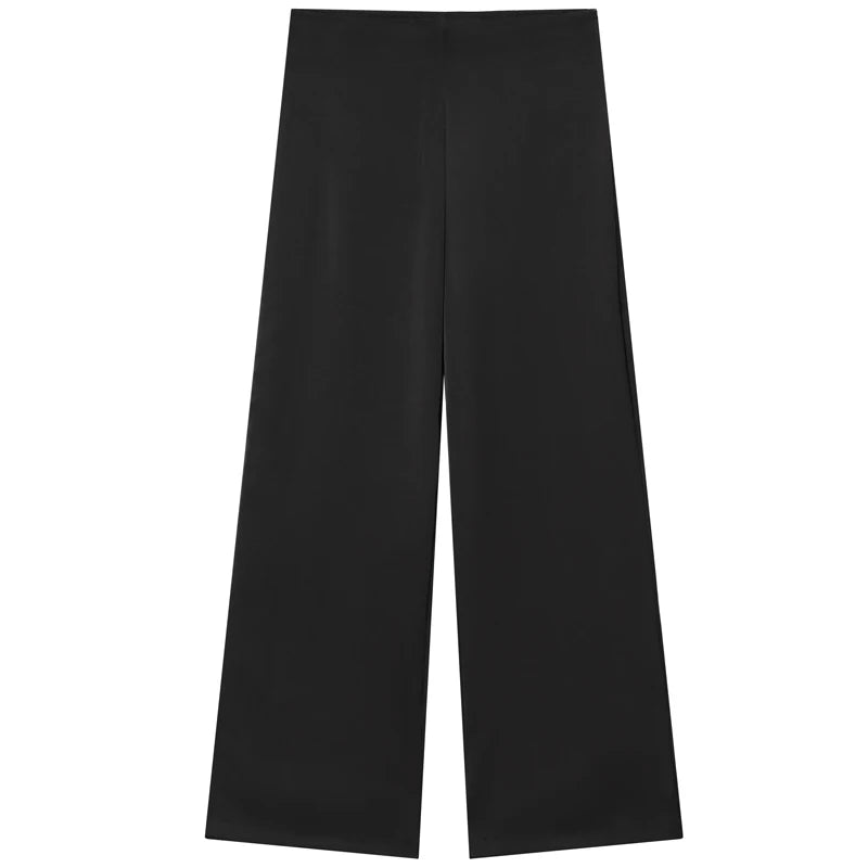 HXAO Women's Two Pieces Set Satin Pant Sets Summer Women's Suit Strapless Off Shoulder Tube Top Outfit High Waist Trousers Sets