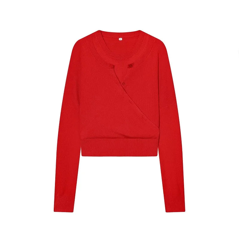 Cardigan rojo de punto